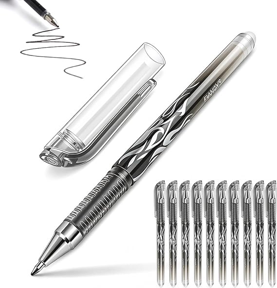 Erasable Pens Black, 0.5mm Fine Point Gel Pens with Rubbers on the End, Smooth Writing Friction Pen that Rub Out, Eraser Pen Set for School Office