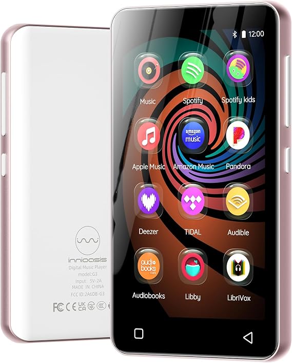 inni MP3 Player Pink, Fast Charging, 4" LCD Screen