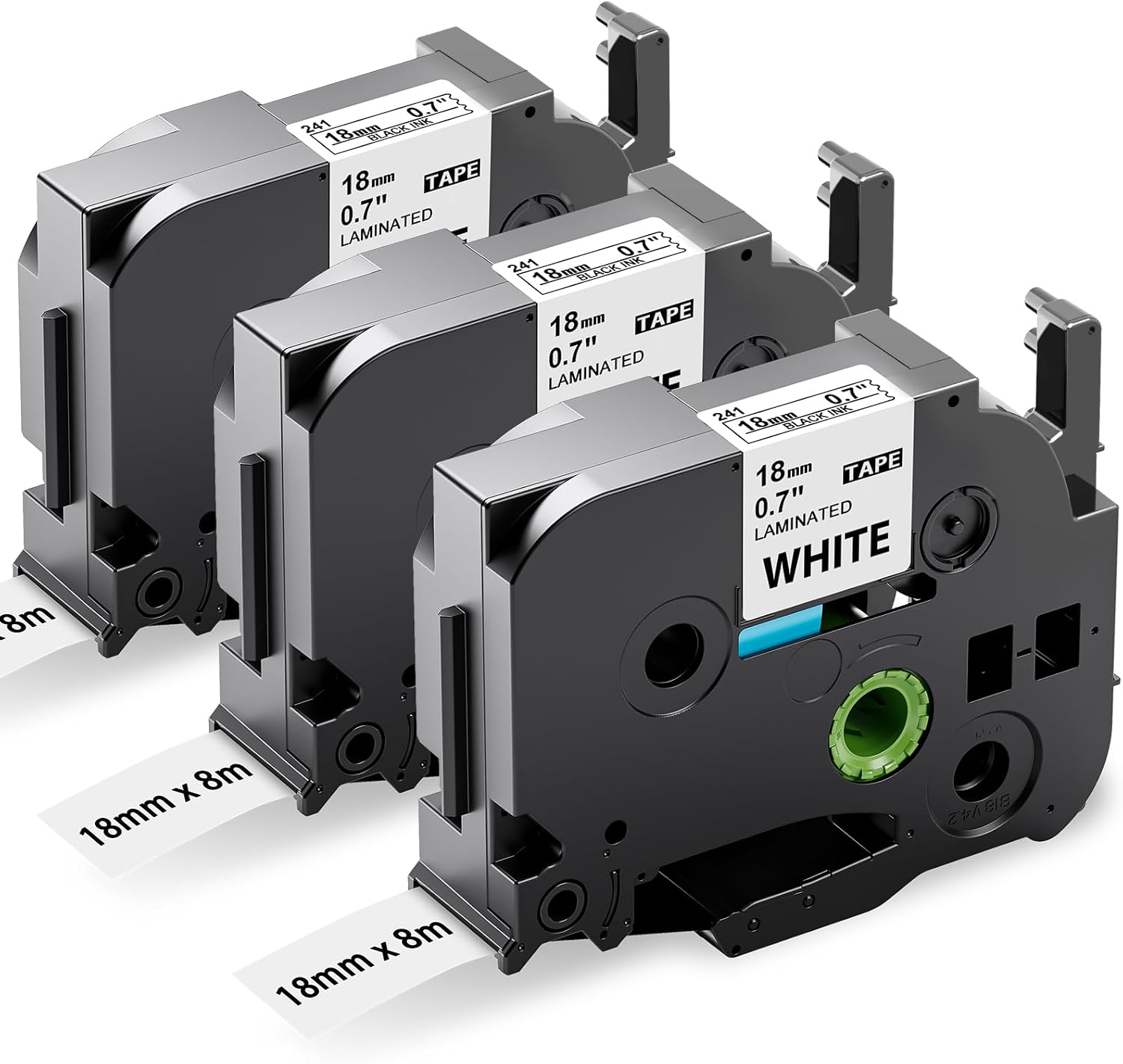 3-Pack Upwinning AZe-241 TZe-241 TZe241 18mm Compatible with Brother Label Printer Tape 18 mm Black on White, Replace for P Touch Tape 18mm Laminated for Brother P-Touch D400 D450 D460 E300VP H500
