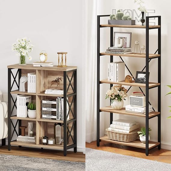 Industrial Bookcases and Bookshelves (Rustic Oak)