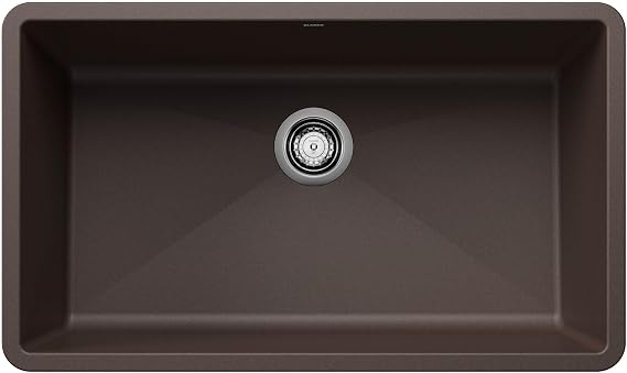 BLANCO, Cafe Brown 440147 PRECIS SILGRANIT Super Single Undermount Kitchen Sink, 32" X 19"