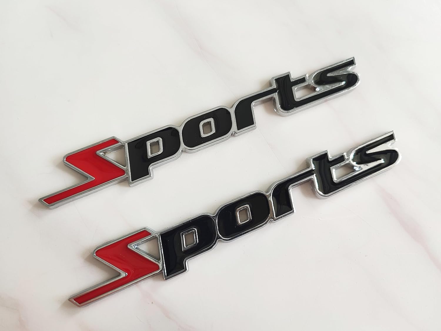 WEERSHUN 2X Sports Emblem 3D Emblem Decal Sticker Car Decoration, Suitable for Most Trucks, SUVs, Pickups Black Red, QV01
