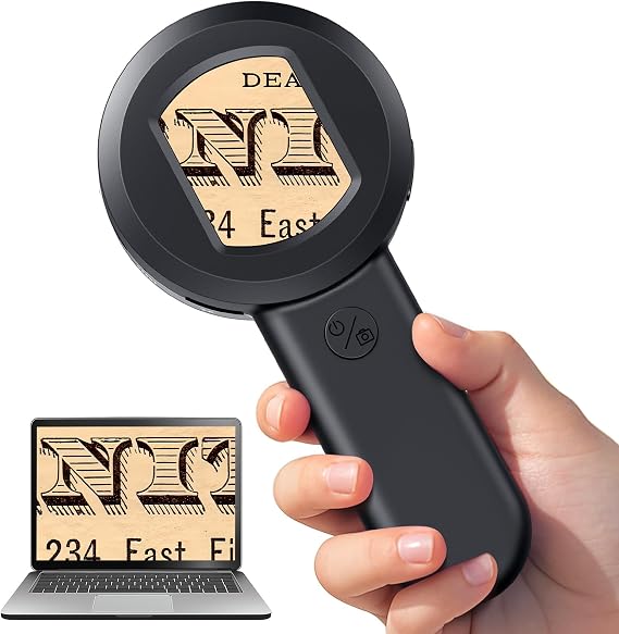 Digital Microscope, Digital magnifying glass with LED Light, Portable Microscope for Coin, Jewellery, Insects & Plants, Handheld Digital Jewelry Loupe with 32GB TF Card for Adults & Kids