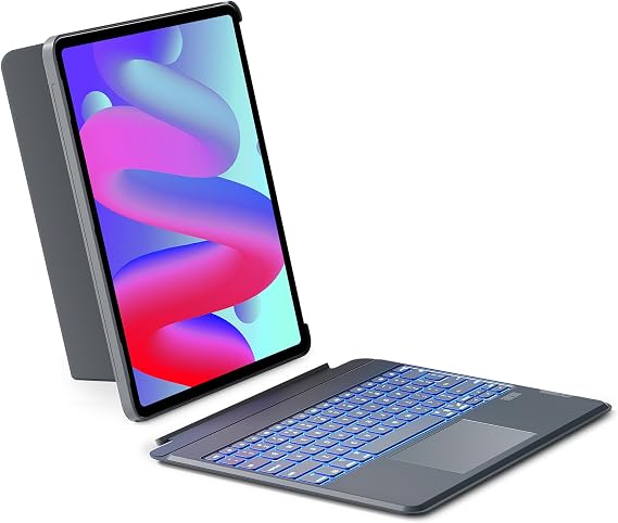 Inateck iPad Air 13(2024/2025) Keyboard Compatible with iPad Pro 12.9" 6/5/4/3 Gen iPad Pro 12.9, Horizontal Vertical Magnetic Removable with 7-Color Backlit and Multi-Touch Trackpad, KB04118 Gray