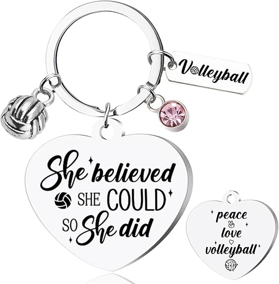 Volleyball Keychains Gifts for Girls - She Believed She Could so She Did, Players Coach Inspirational Keychain for She Her
