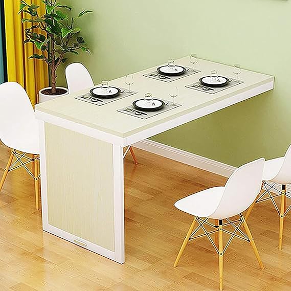 Wall Mounted Folding Dining Table Space Saving,Wood Wall Mounted Dining Table Kitchen Table Foldable Wall Table,Modern Home Office Fold Up Table Desk(31.5"x15.7"x29.5", Beige A)