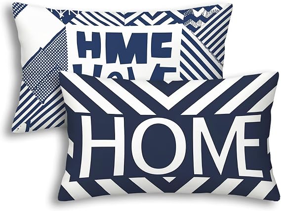 Outdoor Cushions Waterproof 40cm x 80cm, Set of 2 Blue Cushion Covers, Home Outdoor Cushion Covers Waterproof Pillow Cases 2 Pack, Decorative Pillow Case for Garden Patio Chair Home Decor, Gifts -6769