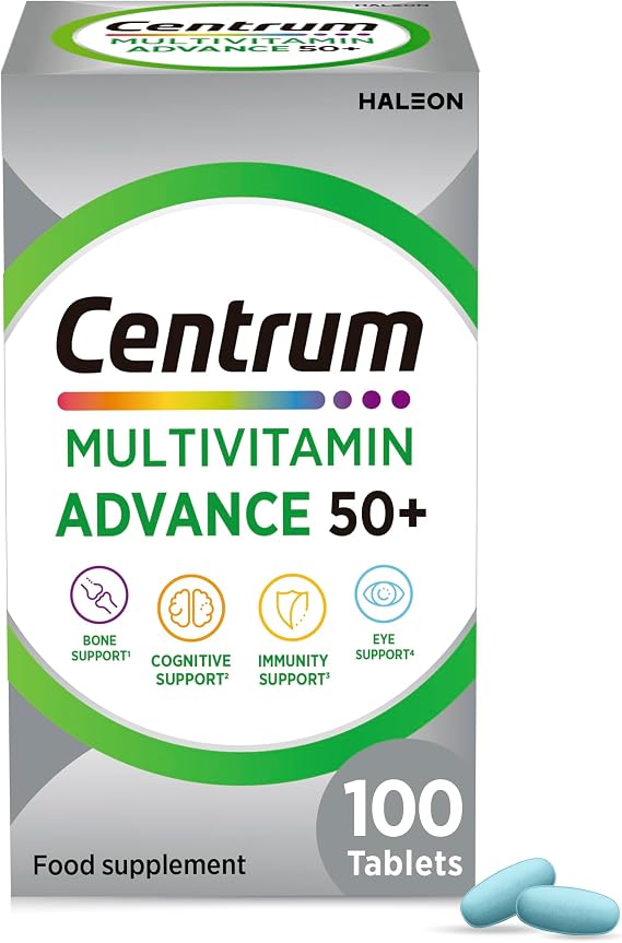 Centrum Advance 50 Plus Multivitamin Tablets, 24 Nutrients, 100 Count