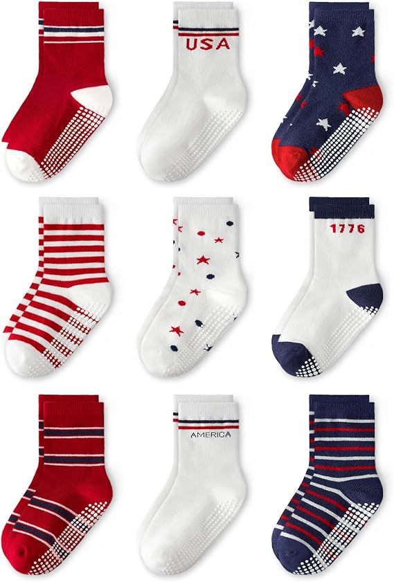 Baby Non Slip Ankle Socks with Grippers for 0 Months-7 Years Old Walking Socks