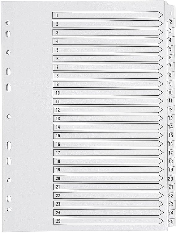 Q-Connect 1-25 Index Multi-Punched Reinforced Board Clear Tab A4 White