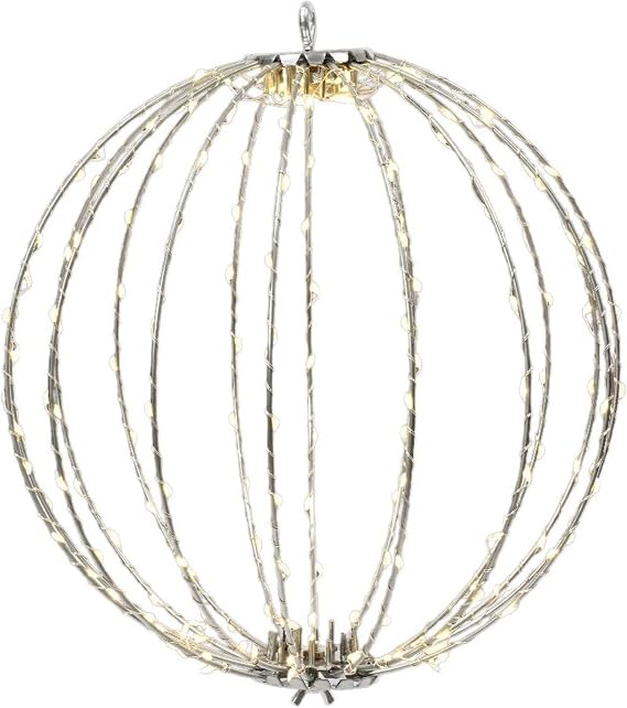 Kaemingk Christmas Metal Light Ball - Warm White LED - 38cm - Indoor/Outdoor - Timer - Silver Frame [Energy Class A]