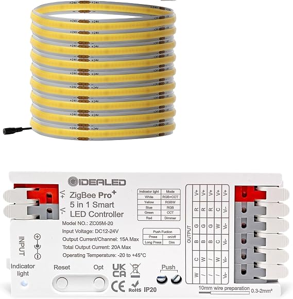 GIDEALED ZigBee LED Controller 32.8ft COB LED Strip 6000K