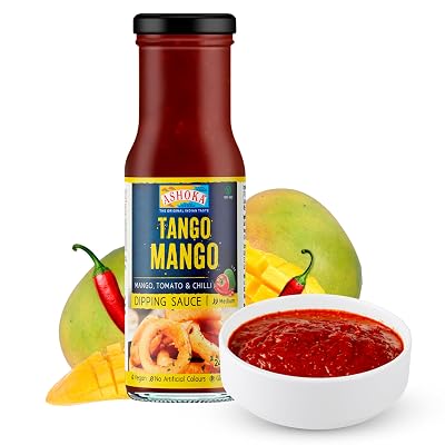 Ashoka Tango Mango Sauce for Wings & Burgers | Vegan | Kosher Certified Dipping Sauce | Gluten-Free | Great for BBQ & Veggies! Dip, Dap, Drizzle the Fun with Ashoka | 220 Grams