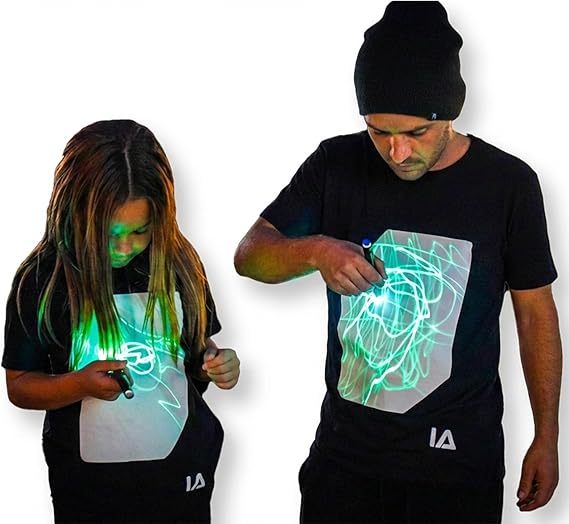 Illuminated Apparel Interactive Glow in The Dark T-Shirt - Fun for Birthday Parties & Festivals - Light up The Night