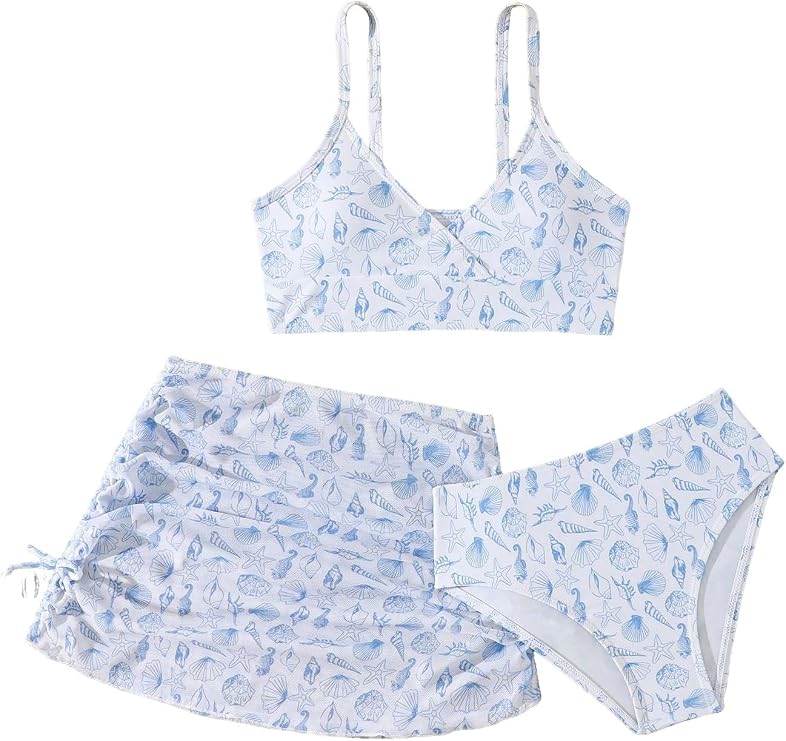 Girls Seashell Teen Swimsuits Tween Bathing Suits with Coverup