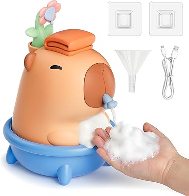 UNEEDE Capybara Hand Soap Dispenser, Automatic Touchless Foaming with Advanced Sensor, IP7 Waterproof, Portable & Wall Mount Rechargeable, 9.5oz280ml, Cute Soft Silicone for Bathroom, Decor Gifts