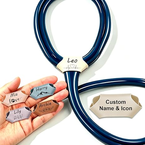Personalised Stethoscope Name Tag with Custom Engraved Name Text Icon