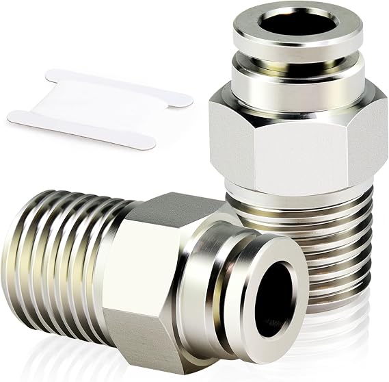 TAILONZ PNEUMATIC 304 Stainless Steel Male Straight 6mm OD 1/8 BSP Push-Fit Fittings PC6-01 (Pack of 2)