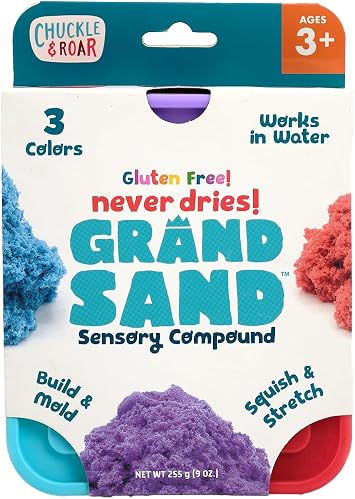 Chuckle & Roar Sensory Sand 3-Pack - Red/Blue/Purple - Sand Art Kit for Creative Play - Under the Sea Party Favors for Kids 4-8 - Beach Party Favors