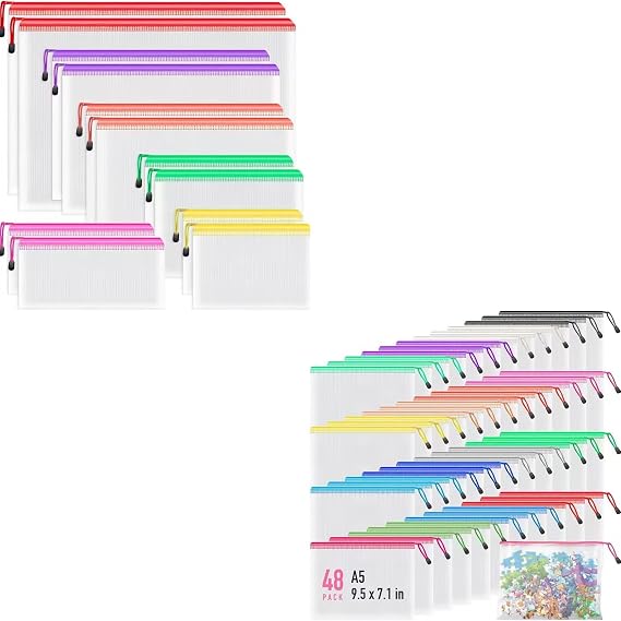 Umriox Zipper Pouch Bundle (12PCS Assorted Size & 48PCS 9.5x7.1 in)