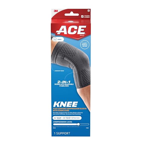 ACE Brand Flex Comfort Compression Knee Sleeve with Stabilizers, S
