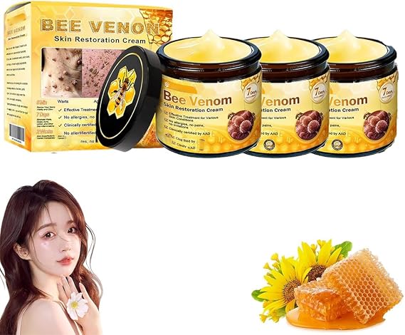 Bee Venom Skin Restoration Cream, Professional Bee V-enom Skin Treatment Cream,B ee Venom Comprehensive Creams, Repair, Moisturize and Lift 3 in 1, for All S kin Types (3 Pcs)