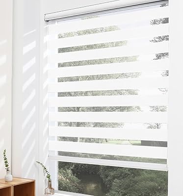 Flamax Color-Matched Custom Cordless Zebra Blinds, Light Control for Day and Night, Privacy Light Filtering Dual Layer Window Shade, Energy-Saving Cordless Zebra Blinds for Windows, Window Shade