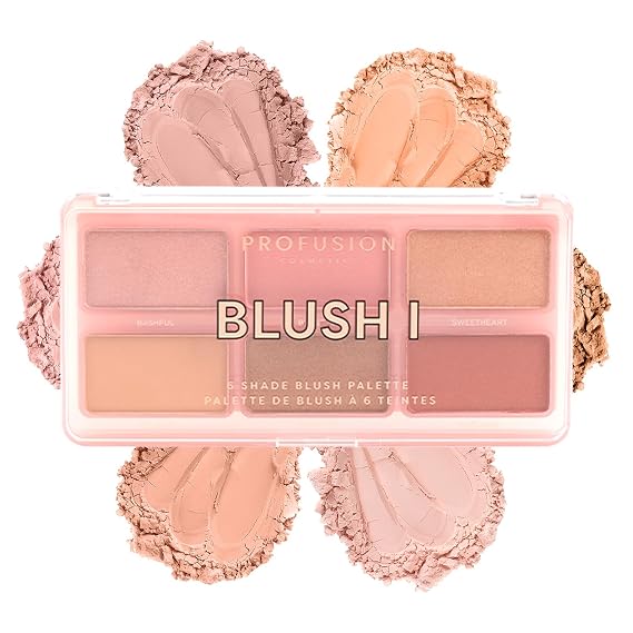Profusion Cosmetics Blush I 6 Shade Blush Palette - Long-Wearing Matte & Satin Finishes, Blendable Face Makeup with Vitamin A & E, Vegan & Cruelty-Free