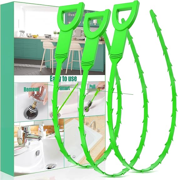 Longer Drain Clog Remover Sink Snake: 3 Pcs Hair Remover Tools for Shower Bath and Bathtub(25in Longer Size)