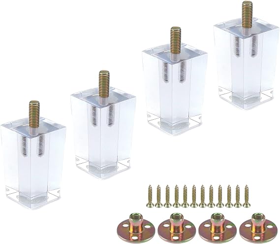 Mcredy Acrylic Sofa Furniture Legs, Floating Look with M10 Screw, 4Pcs