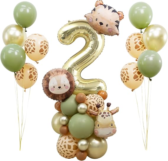 Animal Balloons, Jungle Safari Balloons For Wild Two Birthday Decorations