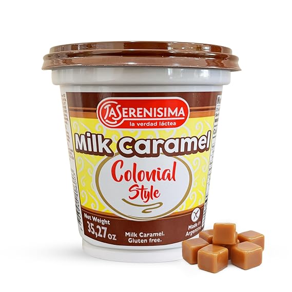 La Serenisima Dulce de Leche Milk Caramel Spread, Argentina 1kg 35.3 oz | A creamy jar ready for alfajores, cakes, pancakes, waffles and everyday dessert toppings.