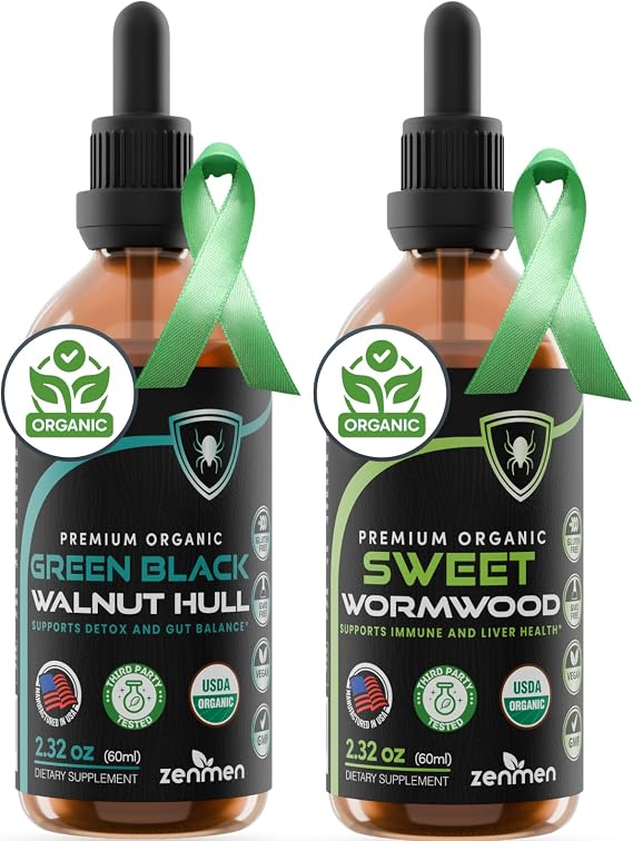 Zenmen Green Black Walnut Wormwood Complex - Black Walnut Wormwood Tincture Liquid Extract - Protect Your Health Naturally | 60 Days Supply