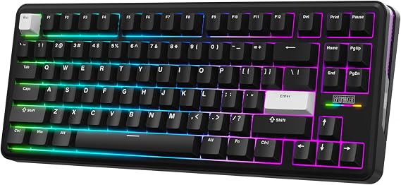 EPOMAKER TH85 QMK/VIA Mechanical Gaming Keyboard, BT/2.4Ghz Wireless, RGB, Hot-Swappable & Programmable Keys in US 75% Layout (Black&White, Creamy Jade Switch)