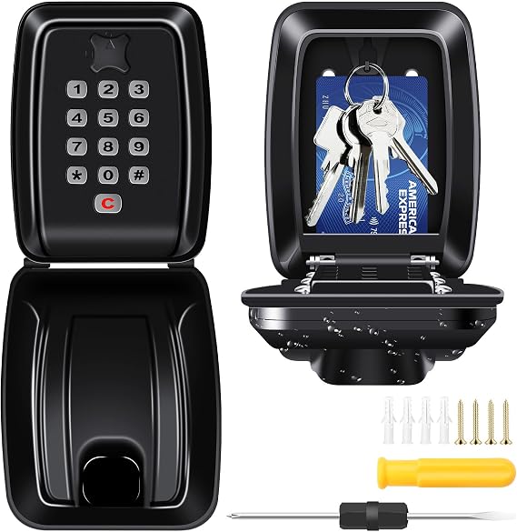 Key Safe Wall Mounted, Key Lock Box Outdoor with 12-Digit Combination Key Safe Lock Box, Security Extra Large Key box Safe Outside for Garage School Home Key Storage