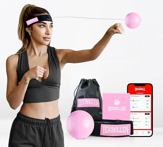 Boxbollen Boxing Reflex Ball - Celebrity-Endorsed Home Workout Game - App-Connected Punch Counter - Hand Eye Coordination Training Ball - Christmas Gift for Boxers, All Ages - Stocking Stuffer