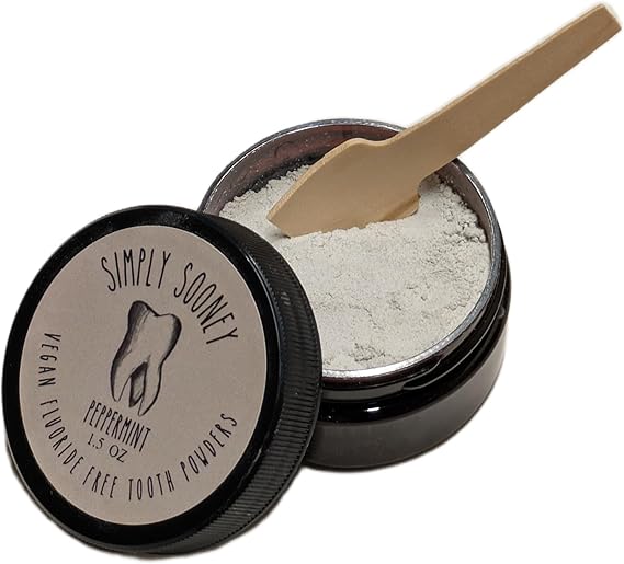 Simply Sooney Fluoride Free Toothpaste Powder I Vegan I Gluten Free I Organic Peppermint Essential Oil 1.5oz