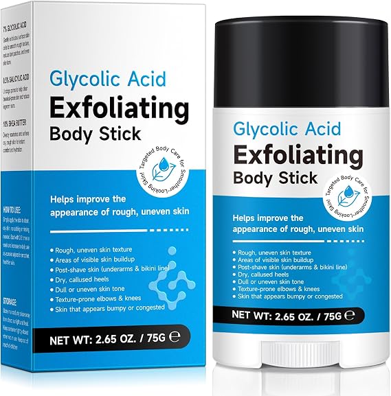 Exfoliating Body Stick with AHA 7% + BHA 0.5% — Smooth & Soft Skin Formula — Solid Non-Messy Texture — With Shea Butter for Nourishing Care — For Arms, Legs, Inner Thighs, Underarms & Rough Areas
