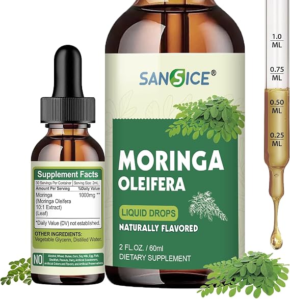 Organic Moringa Liquid Drops for Women & Men for Energy, Skin & Antioxidant | Moringa Oleifera Liquid Drops for Metabolism & Immune Support-Faster Absorption Than Capsules or Powder, Non GMO, 2 Fl Oz