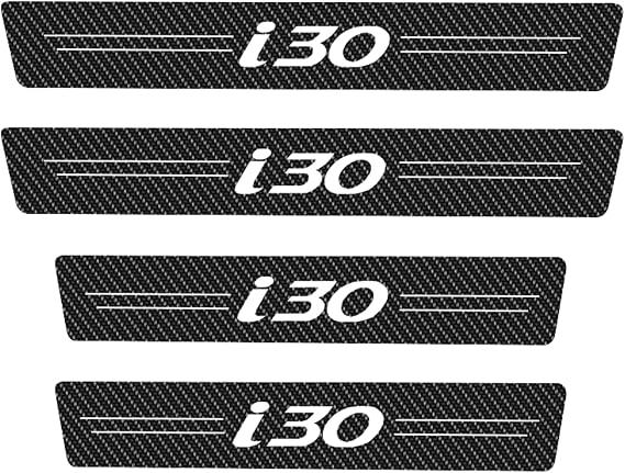 EAGLEG 4pcs Car Outer Door Sill Protector Kick Plates for Hyun-dai Accent Tucson KONA CRETA I20 I30 IX20 IX35, Carbon Fiber Accessories Scuff Guard Threshold Cover Pedal, Trim Non-Slip, I30