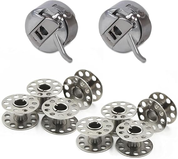 2 Bobbin Case and 8 Metal Bobbins, Metal Bobbins