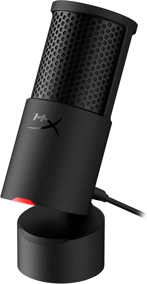 HyperX SoloCast 2 – PC için Oyun USB Kondenser Mikrofon, USB-C - USB-A, Dahili Pop Filtresi, Dahili Şok Montajı, Tak ve Çalıştır, 24 bit / 96 kHz, Kompakt Eğilebilir Stand - Siyah