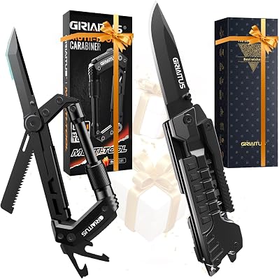 Carabiner Multitool and EDC Knife Set - Perfect Gifts for Outdoor Enthusiasts and MenWomen !