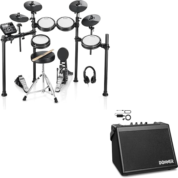 Donner DED-200X 4 Cymbals Electronic Drum Set And Electric Drum AMP 20-Watt