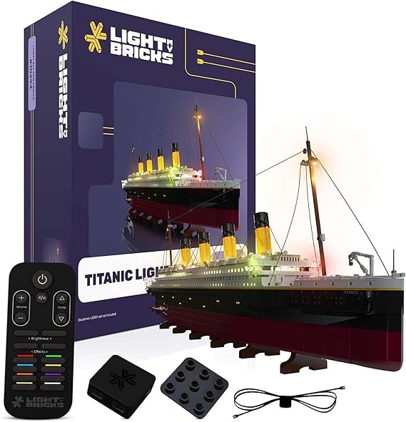 Light My Bricks LED Light Kit for LEGO 10294 Titanic + 2.0 Remote Control Pack Wireless Lighting Controller with IR Remote, Lights Only, No Bricks or LEGO Set Included, Realistic Display Effects