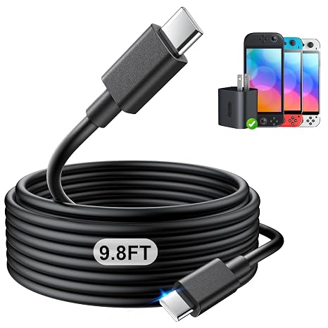 KOVA (9.8FT) Switch 2 Charging Cable - for Switch 2 AC Power Adapter, 60W Switch2 Charger Power Cord Extra Long, Support 4K TV Dock Mode [AC Adapter Cord Replacement]