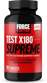 Force Factor Test X180 Supreme, Mens Testosterone Support Supplement to Enhance Performance, Lower Estrogen, Support Muscle and Strength, and Boost Male Vitality, 45 Tablets