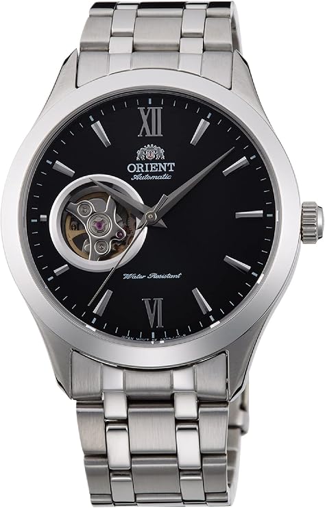 Orient Open Heart Men's Automatic Manual Winding Mechanical Classic Steel Band Skeleton Dial Wrist Watch