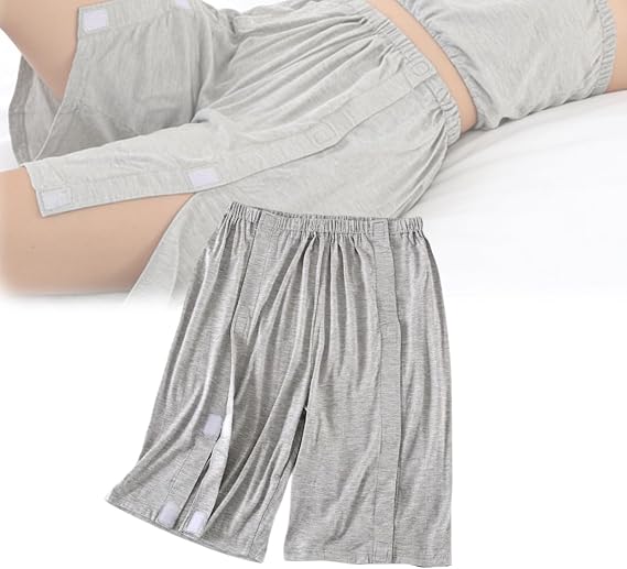 Adaptive Side Snap Shorts for Post-Surgery Recovery,Comfortable Easy-On Pants for Elderly,Bedridden