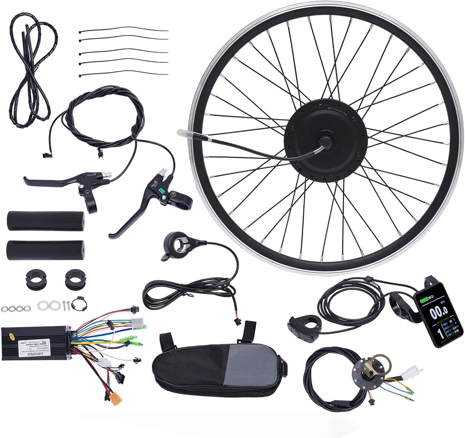yyanlak electric bicycle conversion kit 27.5 inch electric bicycle front wheel conversion kit 36 v 500 w motor e-bike conversion kit max 35-40 km  h with lcd display and front wheel drive